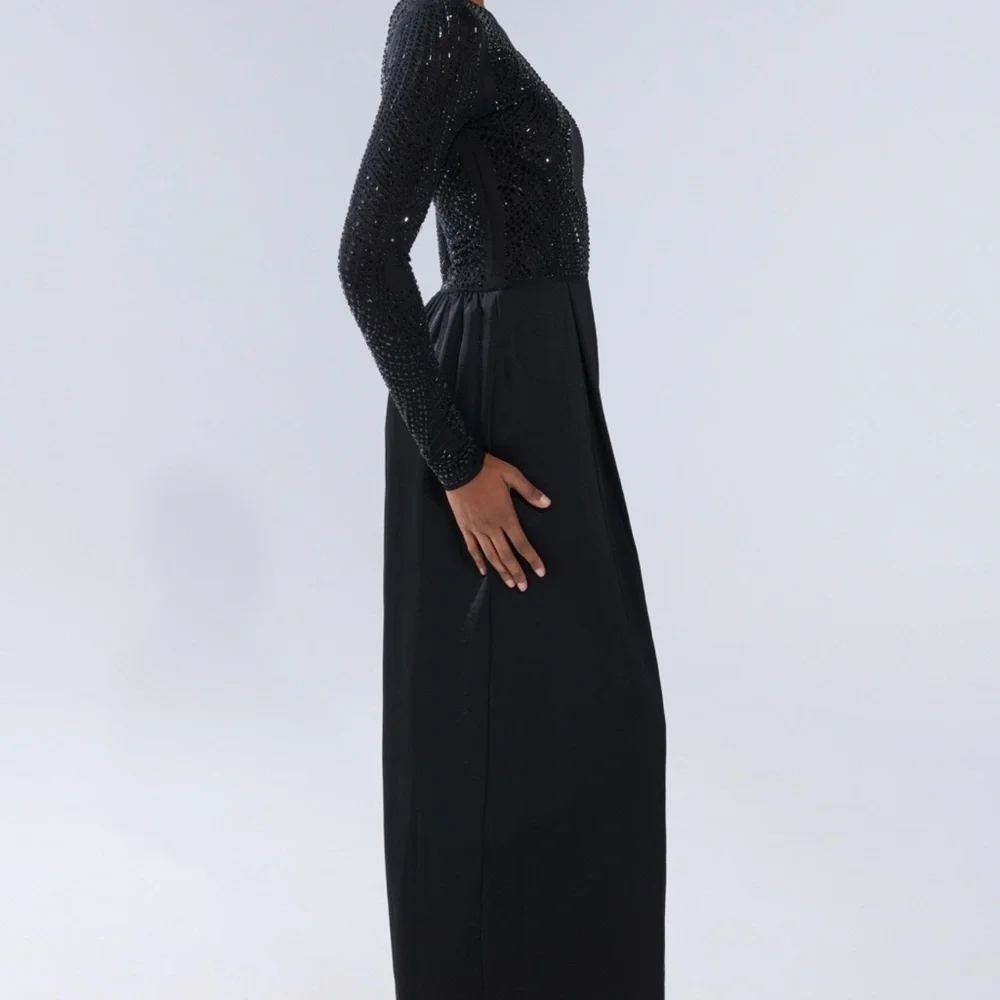 AKIRA MONACO SATIN MESH JUMPSUIT WITH RHINESTONES Size XL - Picture 3 of 6